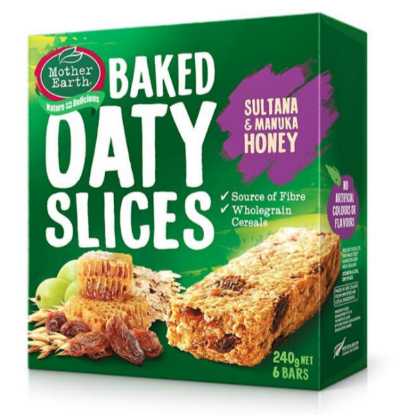 Mother Earth Baked Oaty Slices Sultana and Manuka Honey (6x40g)
