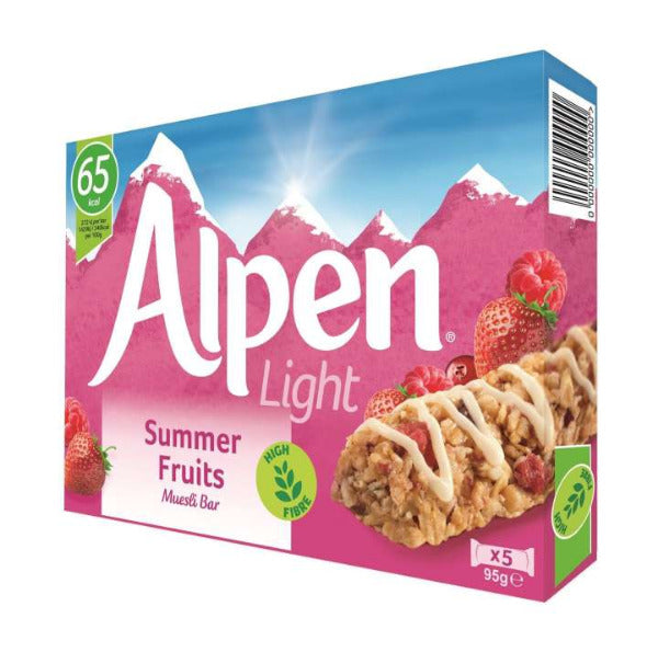 Alpen cardboard box of 5 summer fruits bars