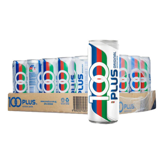 100 plus can in front of a box of 100 plus cans