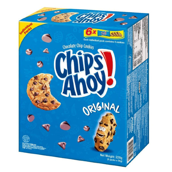 Blue box of Chips Ahoy original cookies