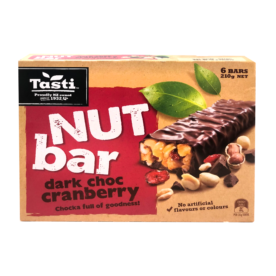 Tasti Nut Bars Dark Chocolate and Cranberry (210g)